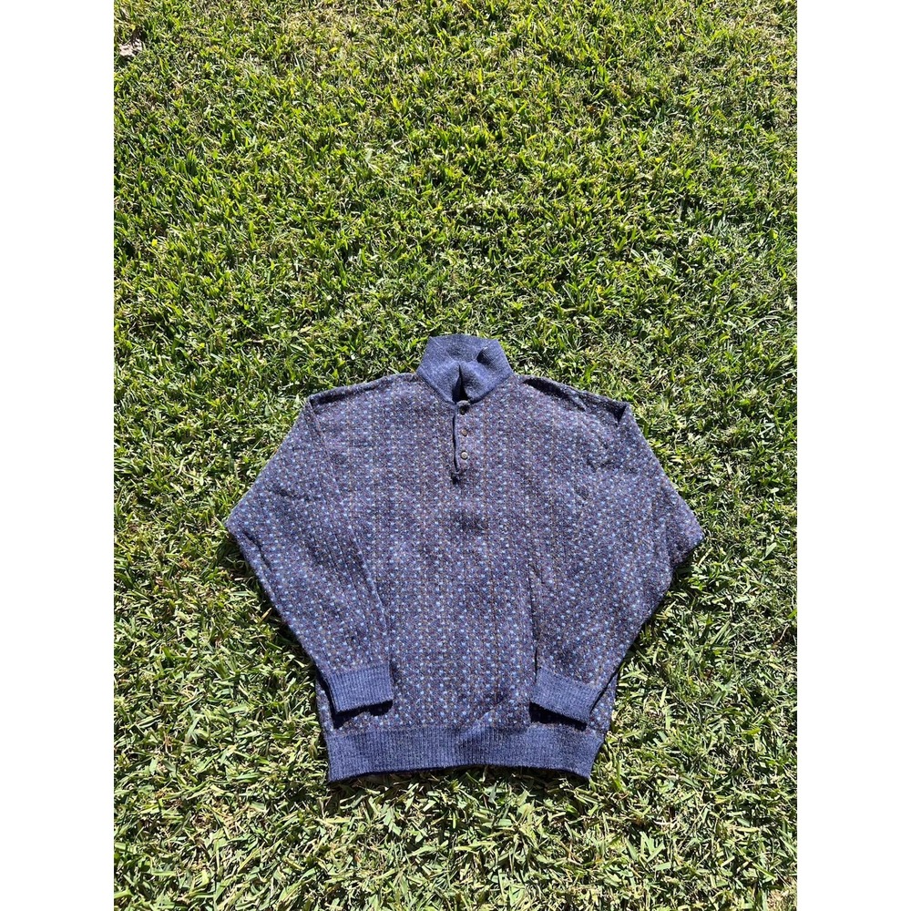 Vintage Made in Italy Sweater Mens Med Acrylic Wool Blend Polo Long Sleeve
